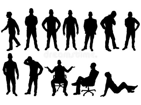 Silhouette Of Various People In Various Positions Stock Illustration