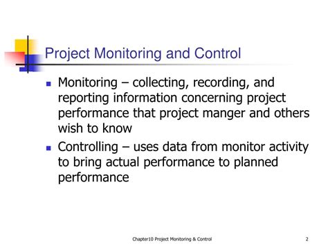 Ppt Chapter 10 Project Monitoring And Control Powerpoint Presentation