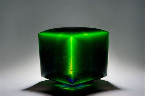 Glass Cube Expanding Cube In Green By Sabrina Cant Boha Glass Glass Cube Hand Blown