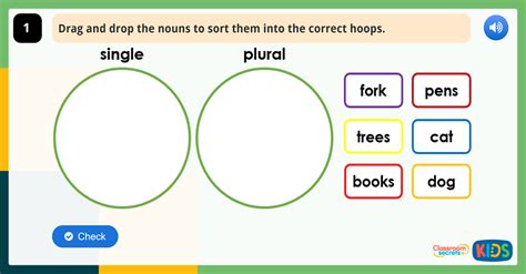 Is it singular or plural: Year 1 Plurals Game Single or Plural? | Classroom Secrets Kids