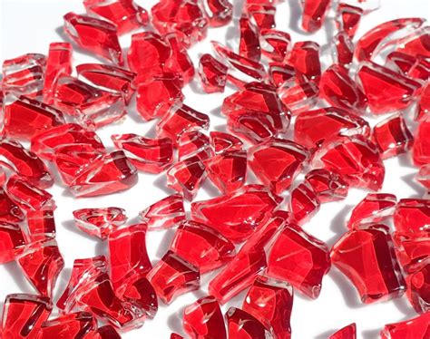 Random Red Glass Mosaic Tiles Crystal Tiles In Shades Of Crimson Various Shapes And Sizes