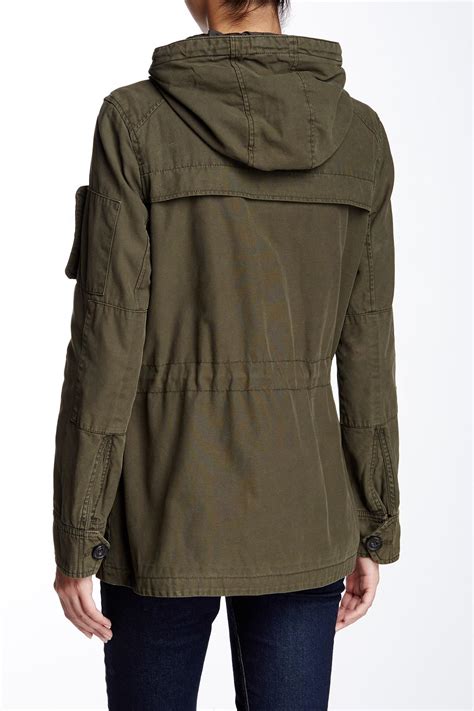 Levis Cotton Hooded Military Jacket In Army Green Green Lyst