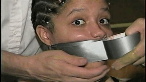 Yr OLD Babe GETS TAKEN HOSTAGE MOUTH STUFFED CLEAVE GAGGED HANDGAGGED WRAP TAPE DUCT