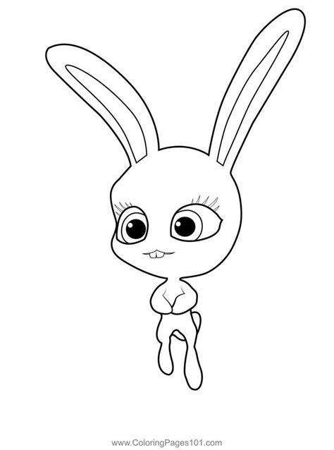 A Cartoon Bunny With Big Eyes Coloring Page