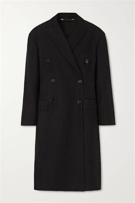 Black Oversized Double Breasted Linen And Wool Blend Twill Coat Acne Studios NET A PORTER