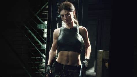 K Gun D Big Boobs Sporty Women Lara Croft Tomb Raider Boobs Ponytail Muscular