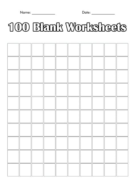 Free Printable Blank 100 Chart Free Printable Templates