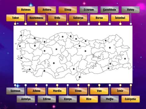 Türkiye Haritası İl Testi Etiketli diyagram