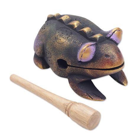 Hand Carved Wood Toad Percussion Instrument From Bali Musical Toad
