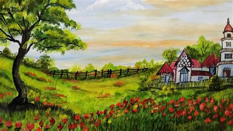 Easy Landscape Painting How To Paint Beautiful Nature Scenery