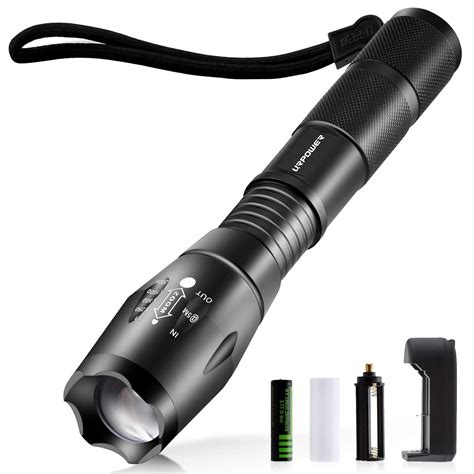 1000 Lumen Single Mode Led Flashlight Super Bright Zoomable Tactical