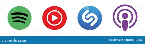 Set Of Logos For Popular Music Streaming Services Spotifyyoutube Music