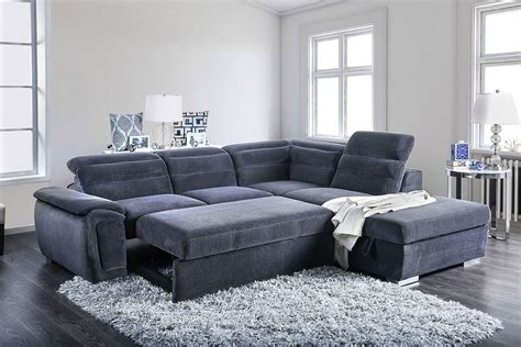 felicity sectional w pull out sleeper dark gray by furniture of america furniturepick