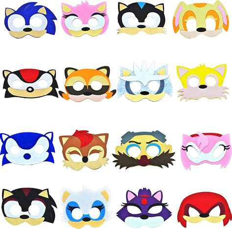 16pcs Sonic Mask Kids Birthday Party Supplies Sonic The Hedgehog Game