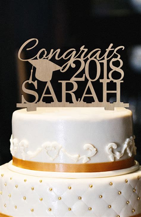 Personalized Graduation Cake Topper Wood Graduation Topper Etsy