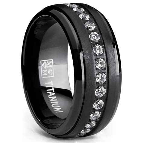 Ringwright Co Black Titanium Mens Eternity Wedding Band Ring With
