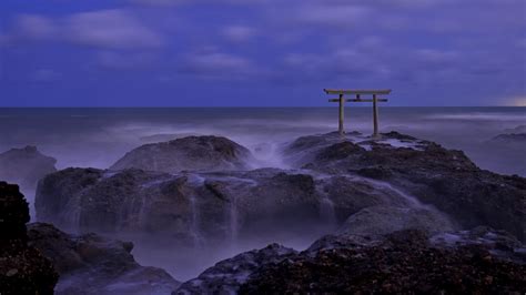 Wallpaper Japan Sea Bay Night Rock Nature Shore Sky Sunrise