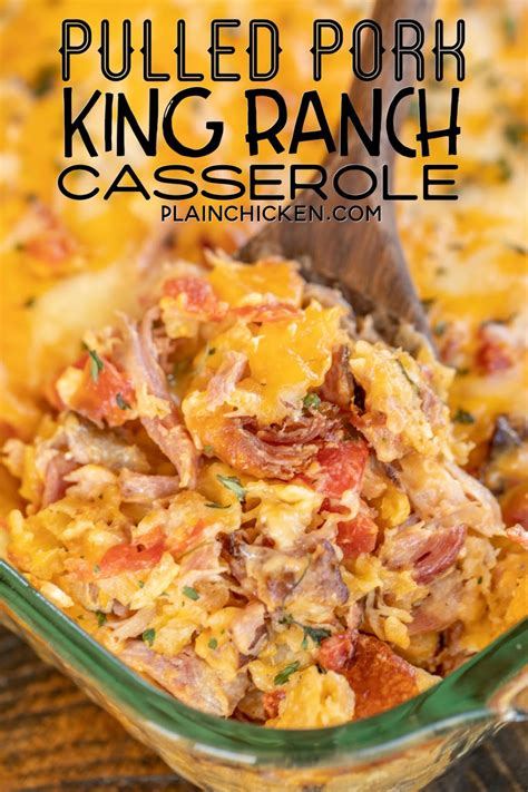 Otherwise you can easily buy smoked pulled pork at your local grocery store. Pulled Pork King Ranch Casserole - a delicious twist on a classic Tex-Mex dish! This isn't fan ...