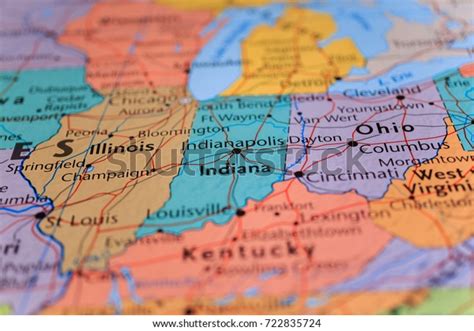 Illinois Indiana Ohio On Map Stock Photo Edit Now 722835724