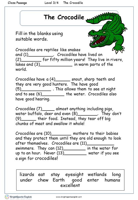The Crocodile English Reading Worksheet English Treasure Trove