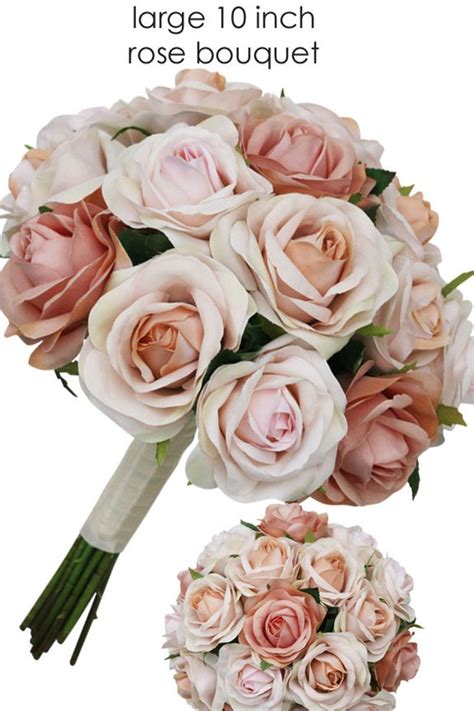 When it comes to unsurpassed beauty all year round our artificial flowers are the ideal solution. Champagne Blush Pink Rose Gold Bridal Wedding Bouquet ...
