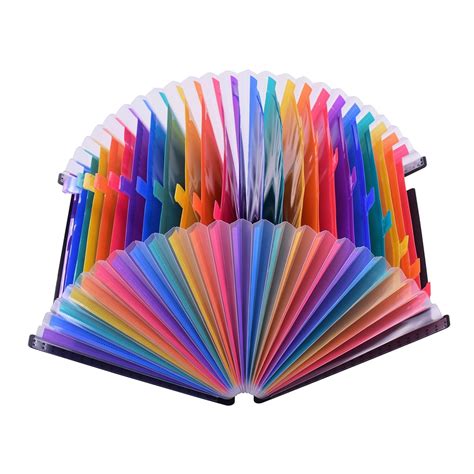 24 Pockets Accordion Folder Expandable File Organiser With Lid Rainbow