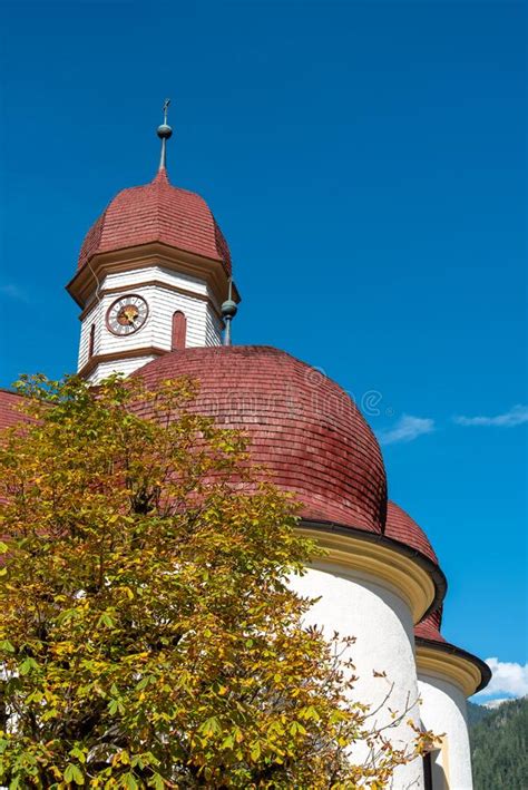 Church Saint Bartholomew At Lake Koenigssee In The Bavarian Alps Stock
