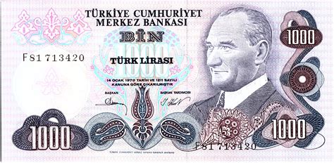 Banknote Turkey Lira President Ataturk Bosphorus Nd P