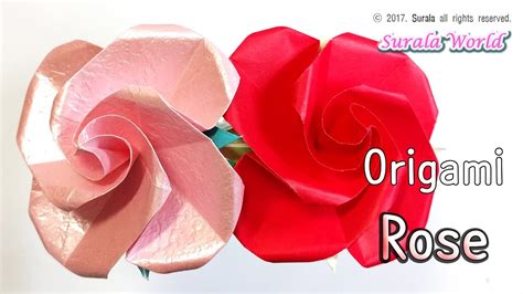 Origami Rose Flower Petals Calyx Stem Youtube