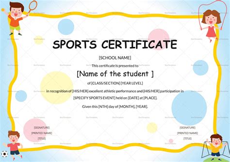 Player Of The Day Certificate Template Professional Template