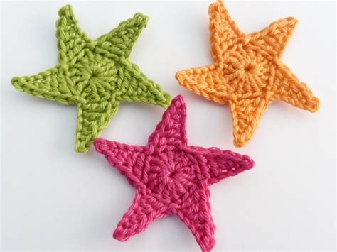 Crochet Stars Crochet Appliques 3 Large Applique Stars Cardmaking