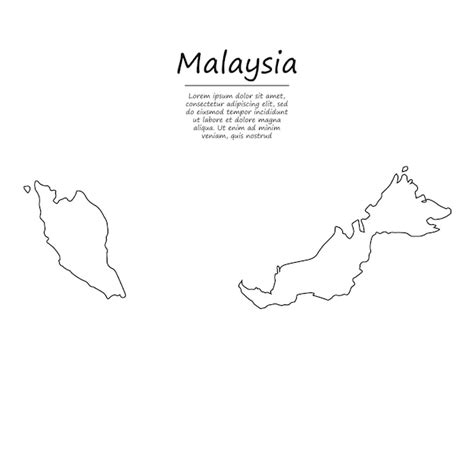 Premium Vector Simple Outline Map Of Malaysia In Sketch Line Style