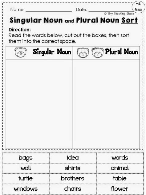 Tiny Teaching Shack Teaching Writing Singular And Plural Nouns Plurals