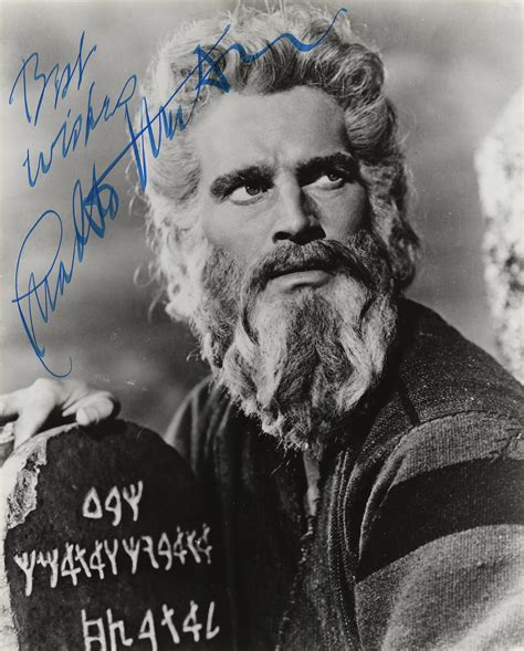 Charlton Heston 2 Signed Photographs As Moses From The Ten