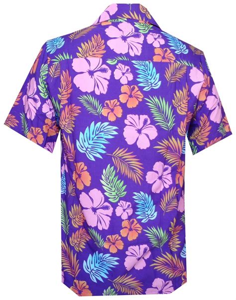 Hawaiian Shirt Mens Hibiscus Floral Leaf Print Beach Aloha Camp Party