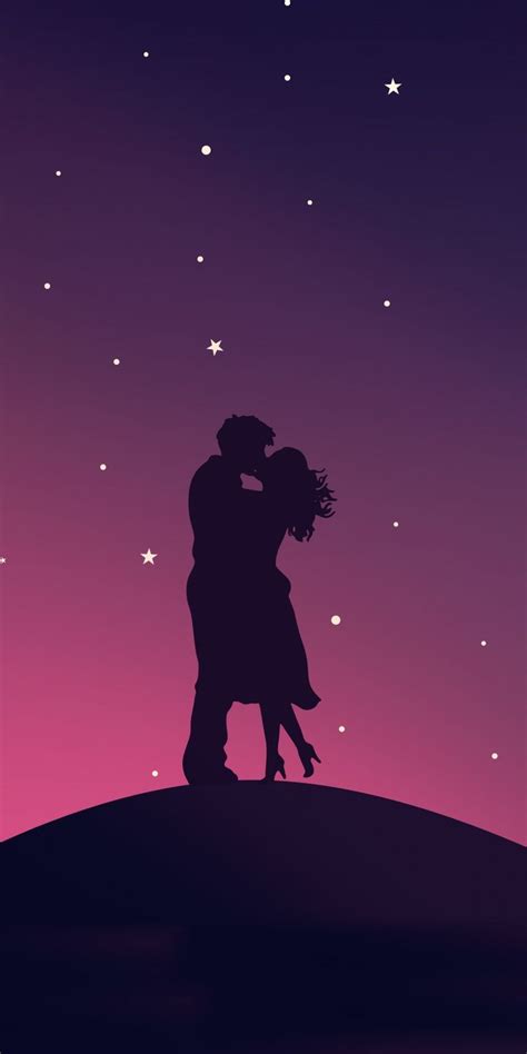 Kiss Couple Silhouette Minimal Art 1080x2160 Wallpaper Love