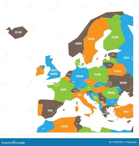 Very Simplified Infographical Political Map Of Europe Simple Geometric