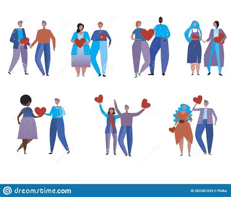 Couples In Love Isolated As Love Concept Romance Flat Vector Stock Illustration Of Lgbtq