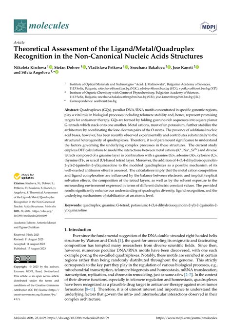 PDF Theoretical Assessment Of The Ligand Metal Quadruplex Recognition