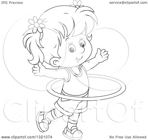 Lineart Clipart Of A Cartoon Black And White Girl