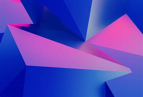 Hd Wallpaper 4k Pink Geometric Blue 3d Triangles Wallpaper Flare