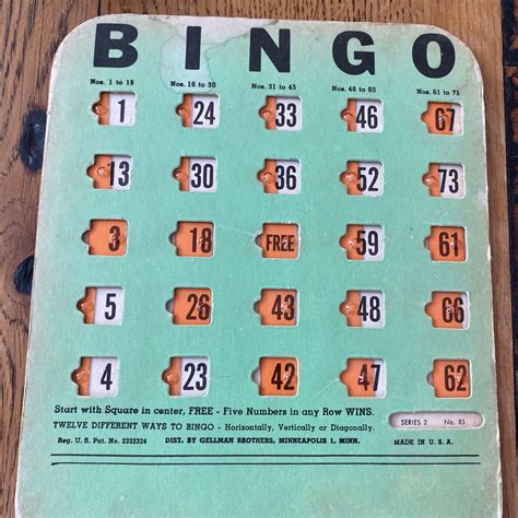 Vintage Green Bingo Card Two Styles To Choose From Green Reusable