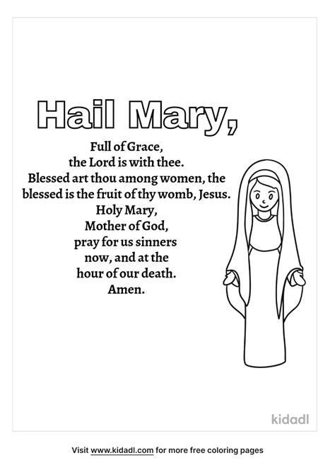 Hail Mary Prayer Coloring Pages For Children
