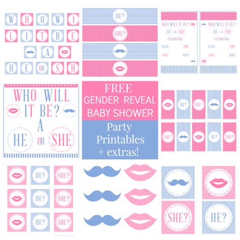 Gender Reveal Baby Shower Printable Set Gender Reveal Baby Shower