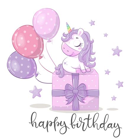 Greeting Card With Unicorn 1213378 Vector Art At Vecteezy