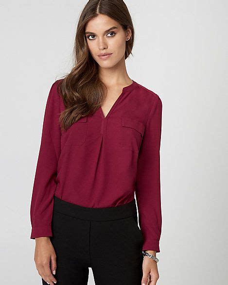 Le Ch Teau Cr Pe De Chine V Neck Blouse Blouse Neck Designs Work