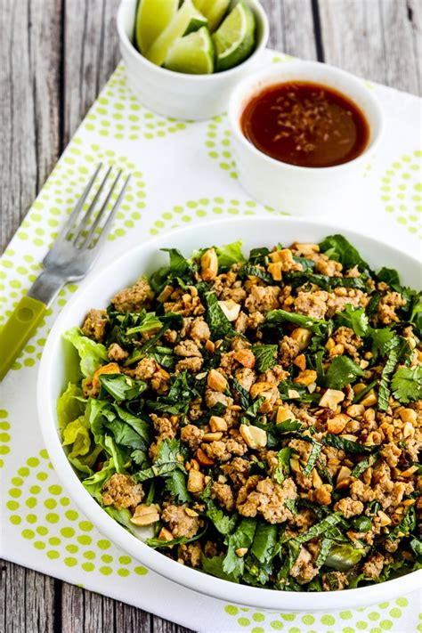 thai inspired turkey larb salad video kalyn s kitchen