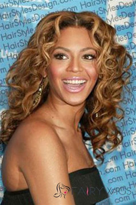 Full Lace Medium Wavy Golden Brown Beyonce Knowles Human Hair Wig