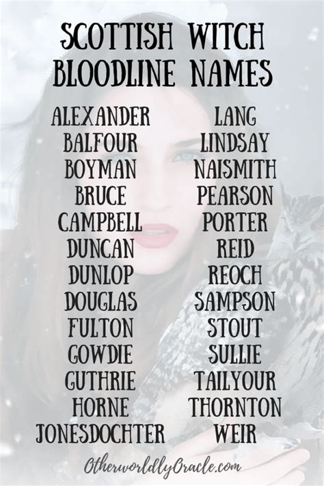 Quick List Of Scottish Witch Bloodline Names Writing Promps Writing