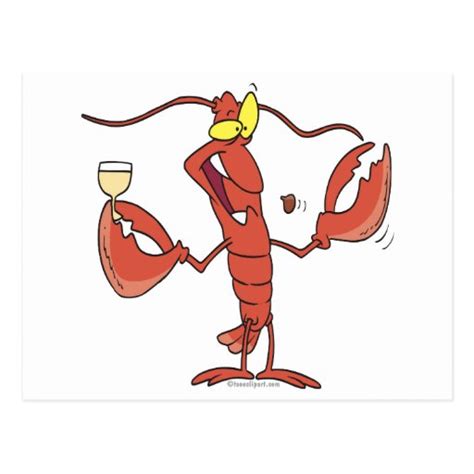 Funny Toasting Lobster Cartoon Postcard Zazzle